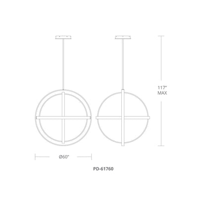 Kinetic 5 Light 60" Wide Integrated LED Globe Chandelier