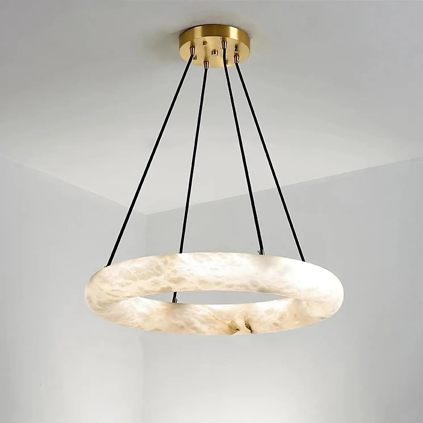 20" Natural Marble Wheel Chandelier