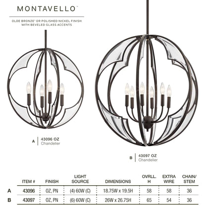 Montavello 6 Light 26" Wide Single Pendant