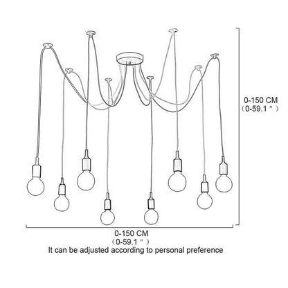 Cluster Spider Pendant Lighting 10-heads DIY Adjustable Ceiling Lights
