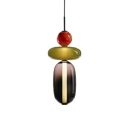 Multiple Shapes Colored Glass Pendant Light Metal Pendant Lighting