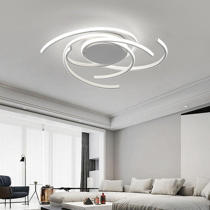 30 Inch Swirls Circle Abstract LED Flush Mount Ceiling Light for Living Room