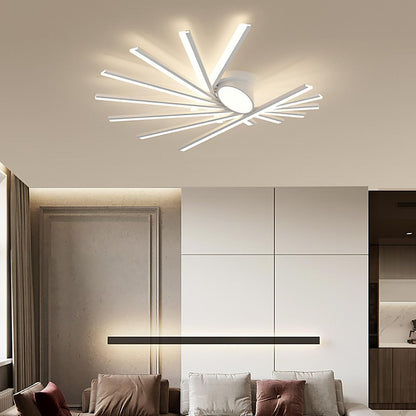 Creative Linear Oval Sticks LED White Modern Flush Mount Ceiling Light