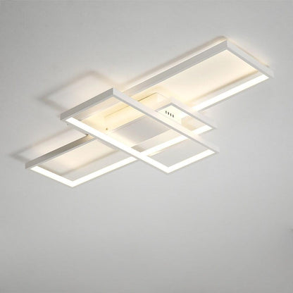 Multi Rectangle Large Flush Mount Ceiling Light with 3 Integrated Tiered Lights
