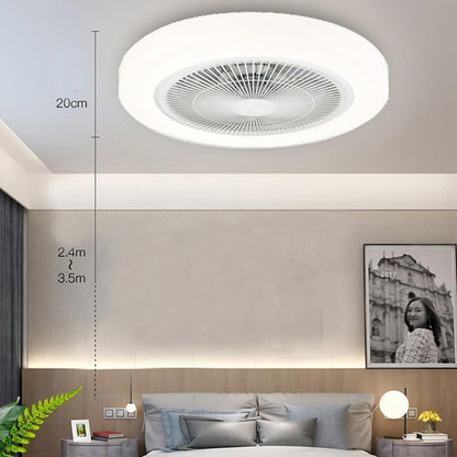 Rounded Linear Flush Mount Bladeless Ceiling Fans with Lights LED Living Room Ceiling Lights