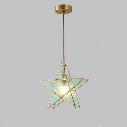Double Star Shaped Kitchen Pendant Lights Copper Glass Pendant Lighting