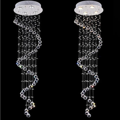 Spiraling Modern Chandelier Crystal Electroplated Metal Light Fixtures