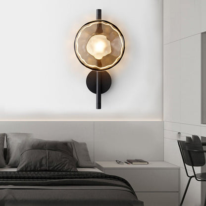 Round Glass Shell Design Wall Sconce Modern Bedside & Study Wall Lamp