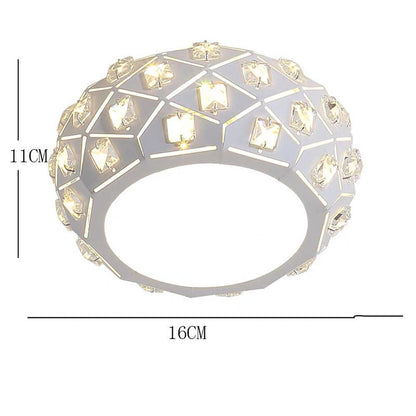 Metal Crystal Decorative LED Flush Mount Ceiling Light for Hallway Entryway