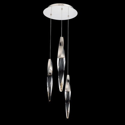 Kindjal 12" Wide Switchable Color Temperature LED Optic Crystal Multi Pendant