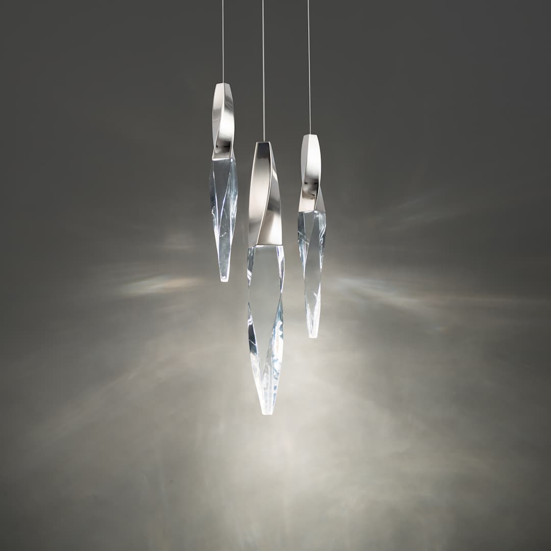 Kindjal 12" Wide Switchable Color Temperature LED Optic Crystal Multi Pendant