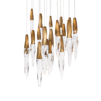 Kindjal 21 Light 26" Wide Switchable Color Temperature LED Optic Crystal Multi Pendant