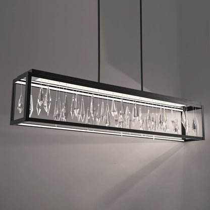 Mirage 54" Wide Switchable Color Temperature LED Crystal Linear Pendant