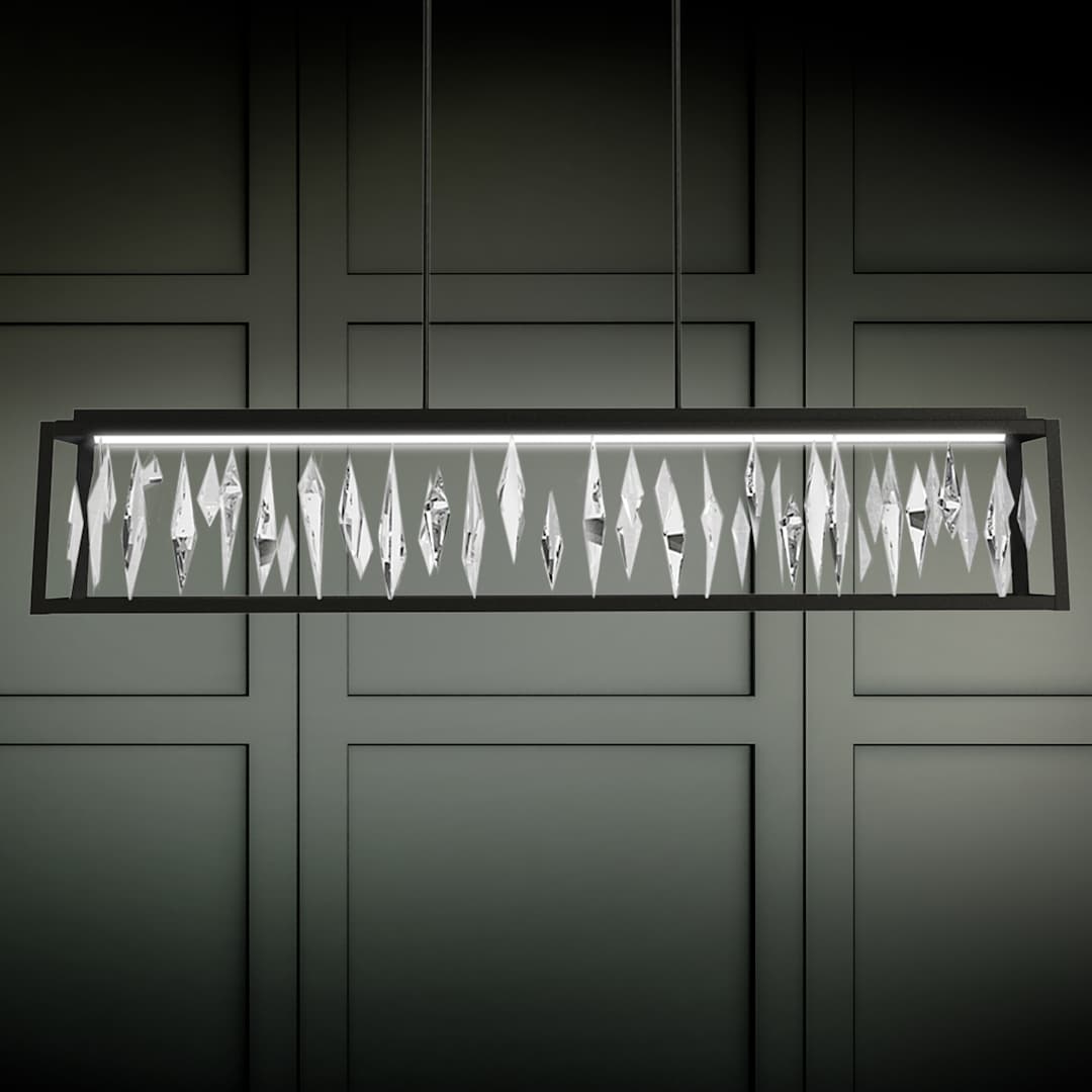 Mirage 54" Wide Switchable Color Temperature LED Crystal Linear Pendant