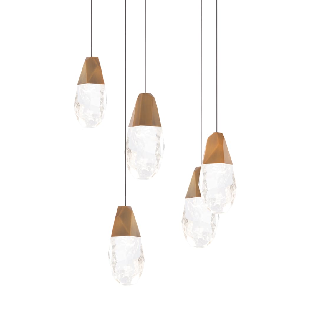 Martini Five Light 17" Wide LED Optic Haze Crystal Pendant