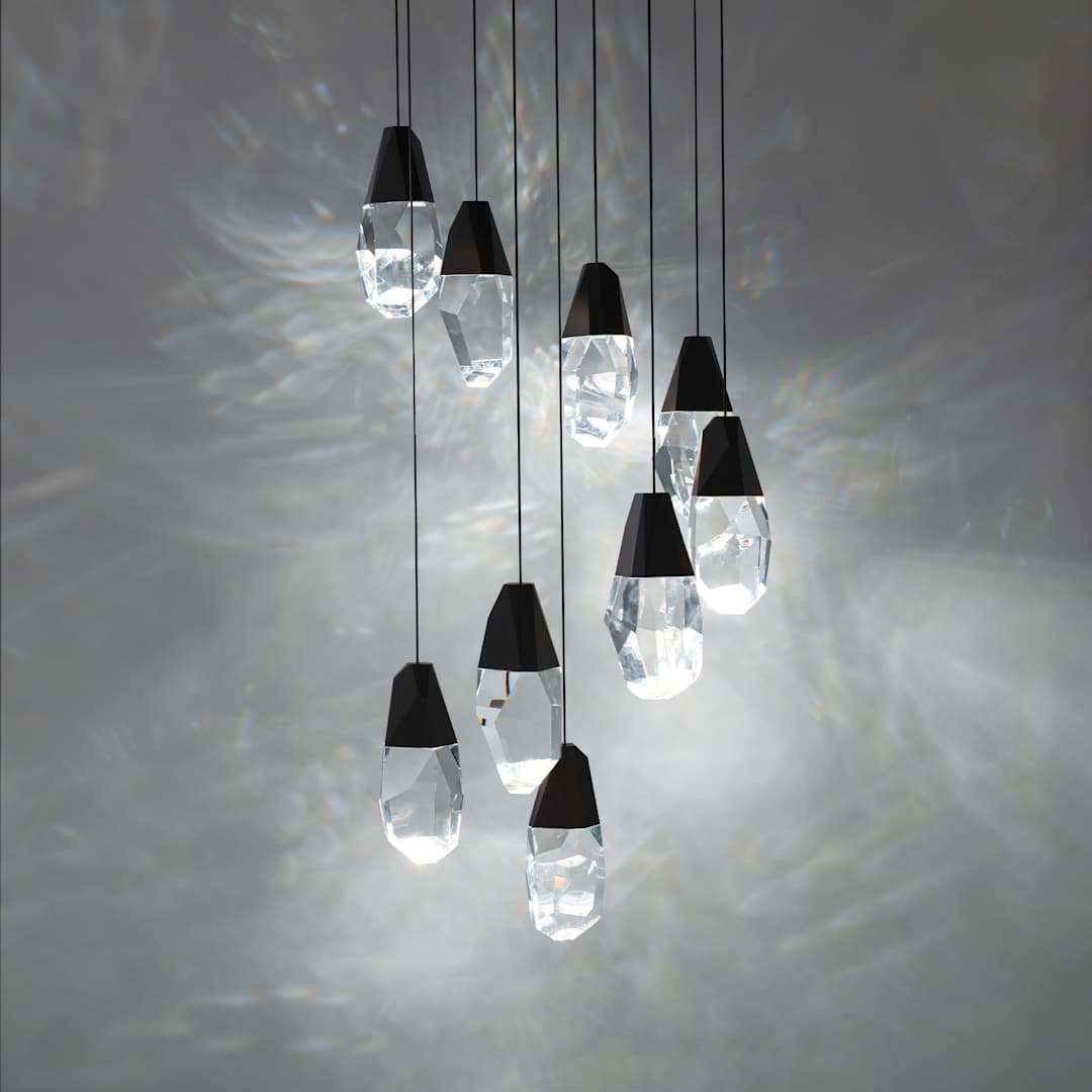 Martini 9 Light 17" Wide LED Clear Optic Crystal Pendant