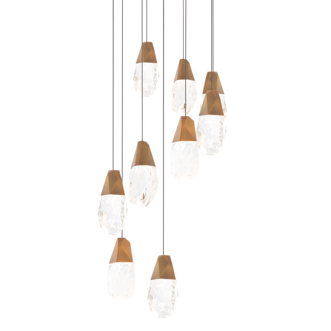 Martini 17" Wide LED Optic Haze Crystal 9 Light Pendant