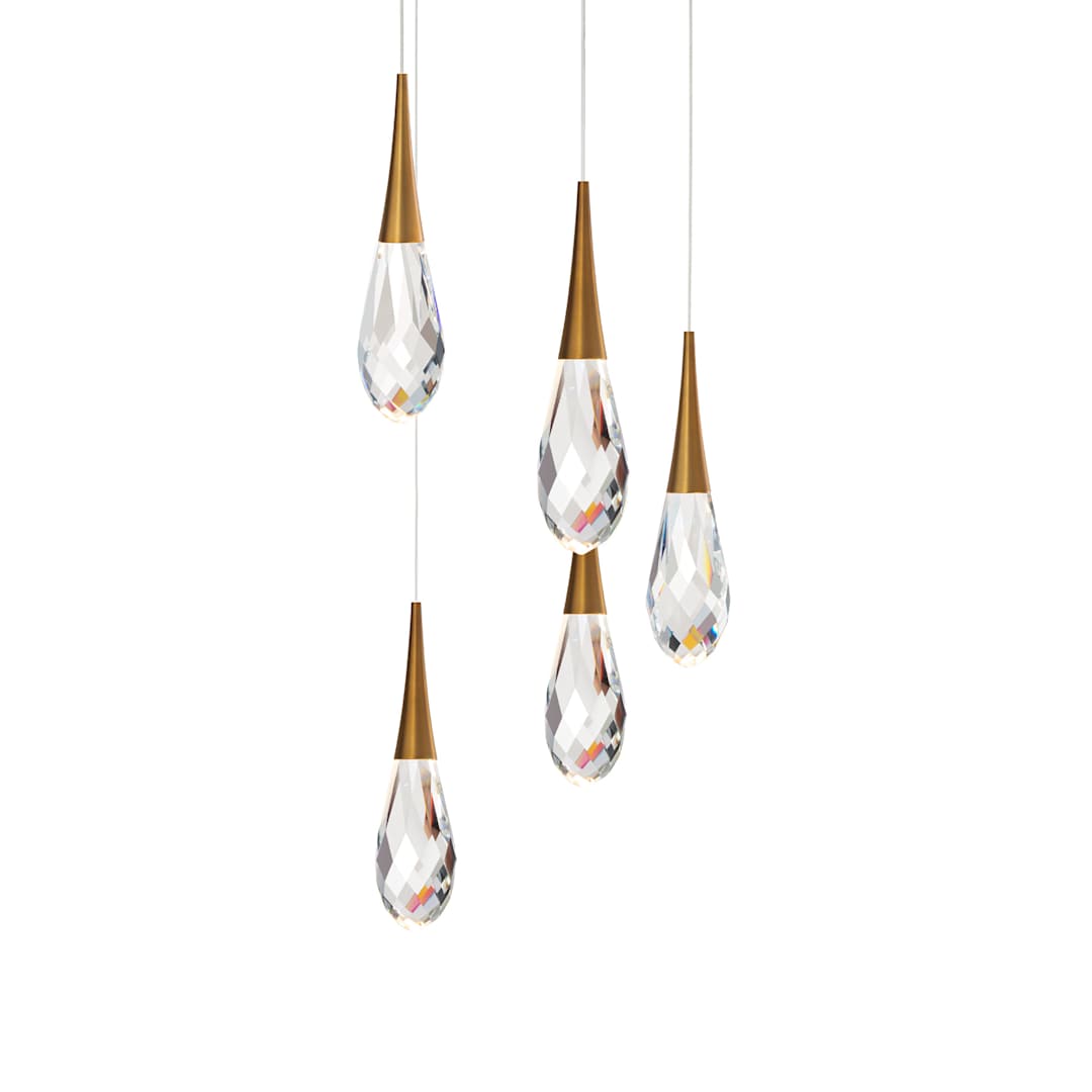 Hibiscus 5 Light 17" Wide Switchable Color Temperature LED Faceted Crystal Multi Pendant Light