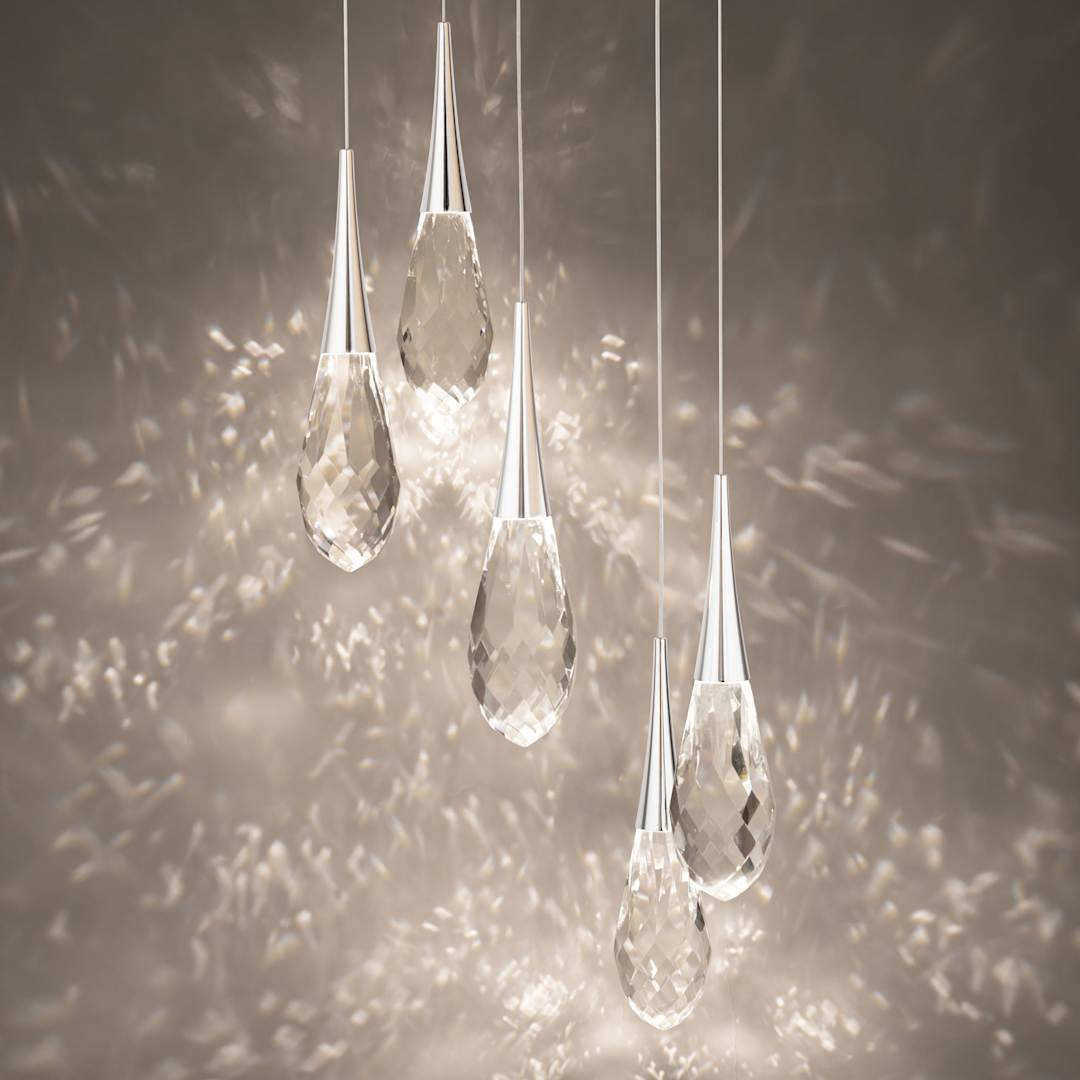 Hibiscus 5 Light 17" Wide Switchable Color Temperature LED Faceted Crystal Multi Pendant Light