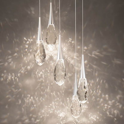 Hibiscus 5 Light 17" Wide Switchable Color Temperature LED Faceted Crystal Multi Pendant Light
