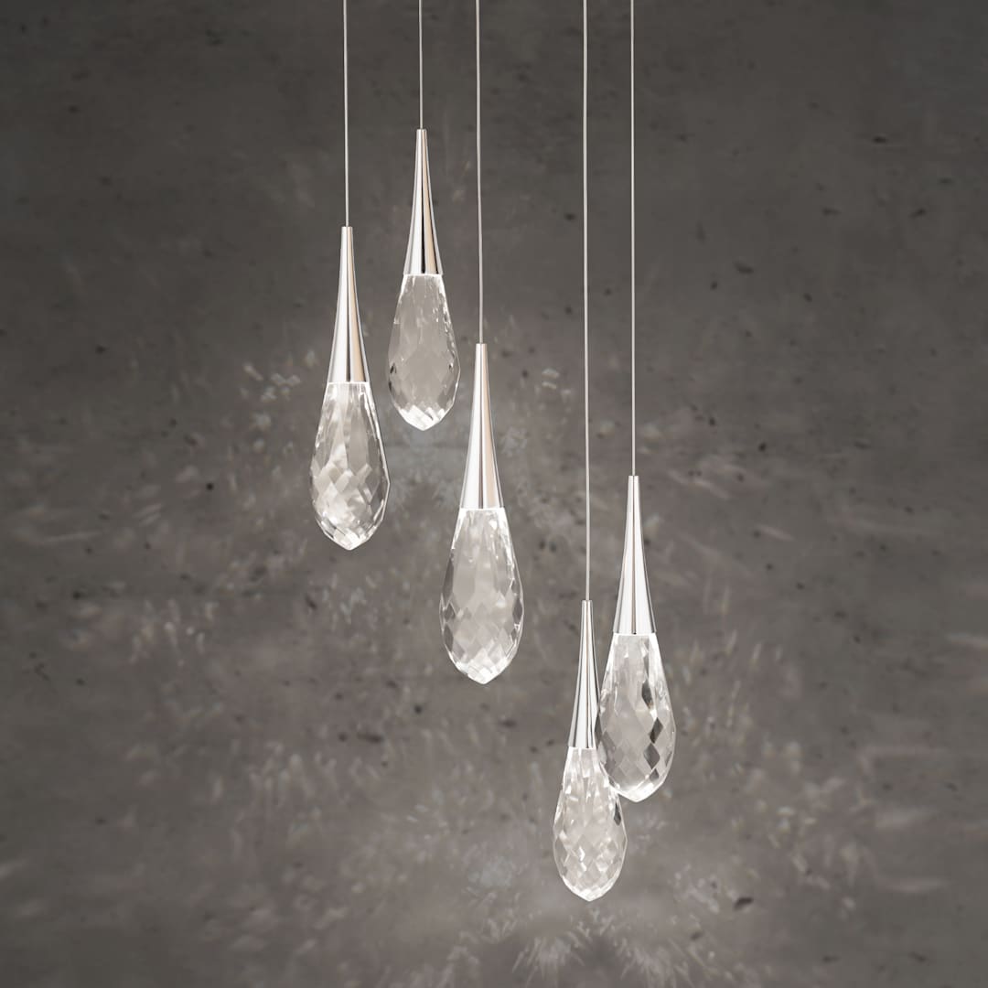 Hibiscus 5 Light 17" Wide Switchable Color Temperature LED Faceted Crystal Multi Pendant Light