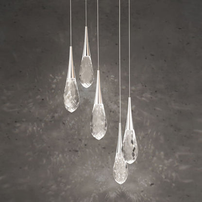 Hibiscus 5 Light 17" Wide Switchable Color Temperature LED Faceted Crystal Multi Pendant Light