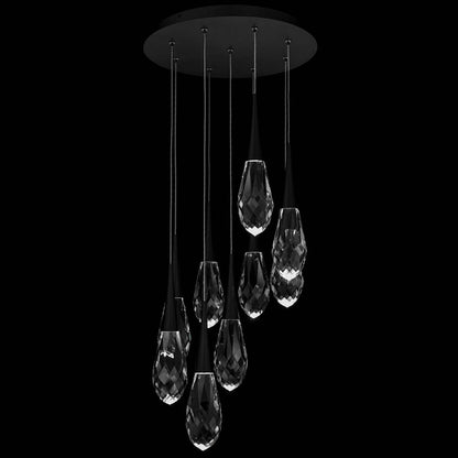 Hibiscus 9 Light 17" Wide Switchable Color Temperature LED Faceted Crystal Multi Pendant Light
