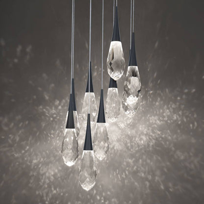Hibiscus 9 Light 17" Wide Switchable Color Temperature LED Faceted Crystal Multi Pendant Light