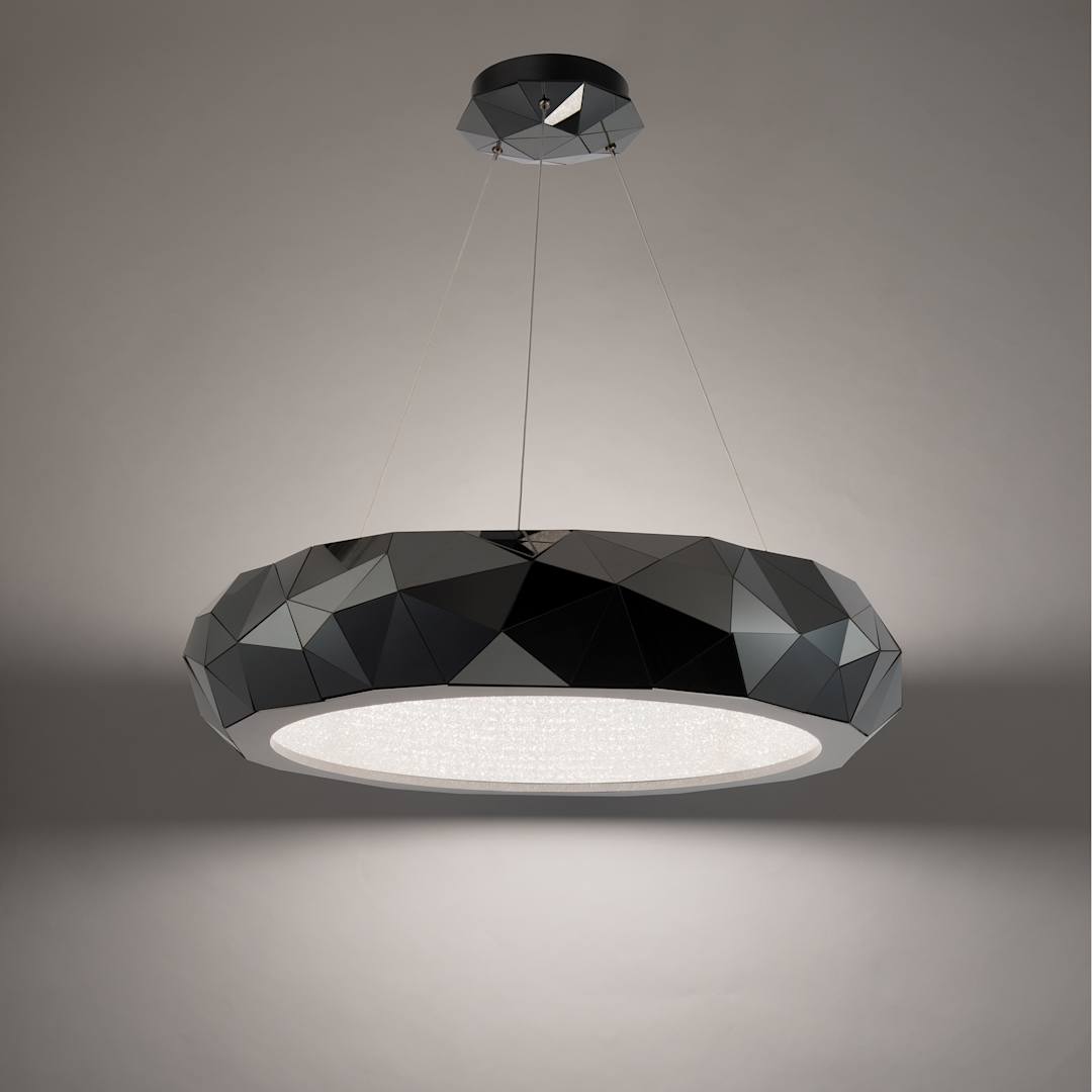 Mosaic 31" Wide Switchable Color Temperature LED Crystal Accented Drum Pendant