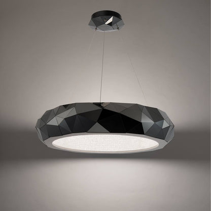 Mosaic 31" Wide Switchable Color Temperature LED Crystal Accented Drum Pendant