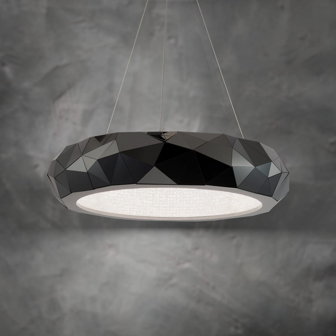 Mosaic 31" Wide Switchable Color Temperature LED Crystal Accented Drum Pendant