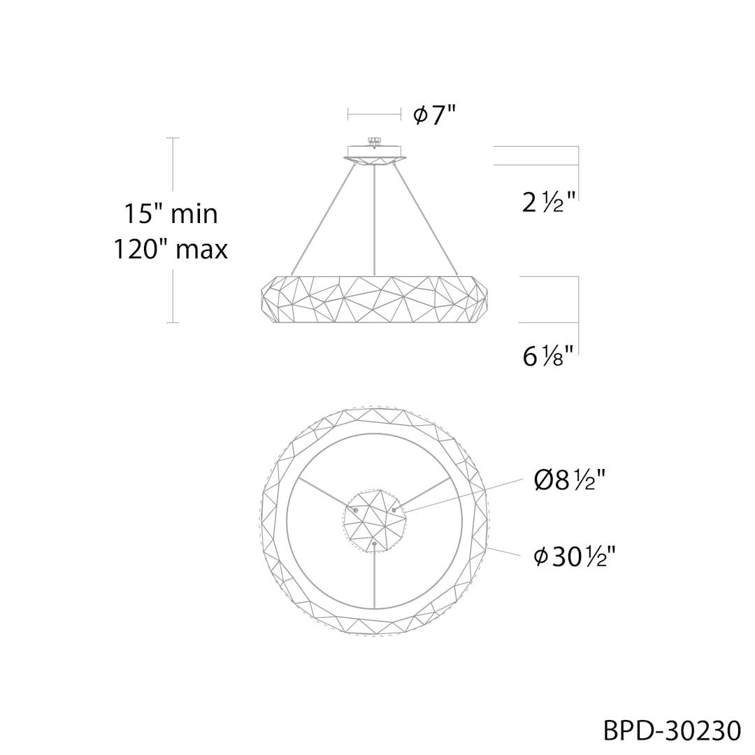 Mosaic 31" Wide Switchable Color Temperature LED Crystal Accented Drum Pendant