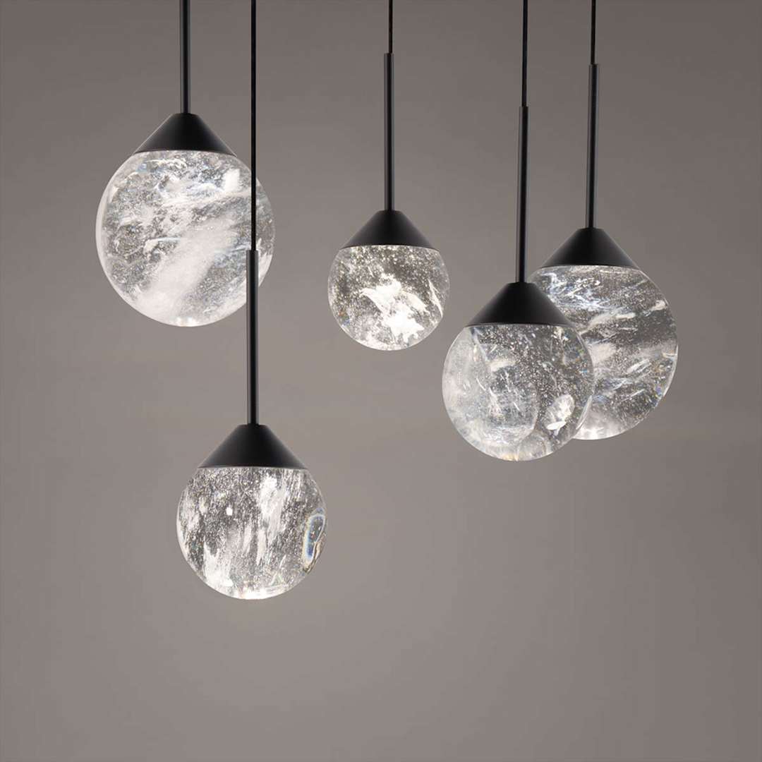 Quest 17" Wide LED Crystal Multi Light Pendant with Clear Optic Haze Crystal