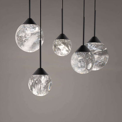 Quest 17" Wide LED Crystal Multi Light Pendant with Clear Optic Haze Crystal