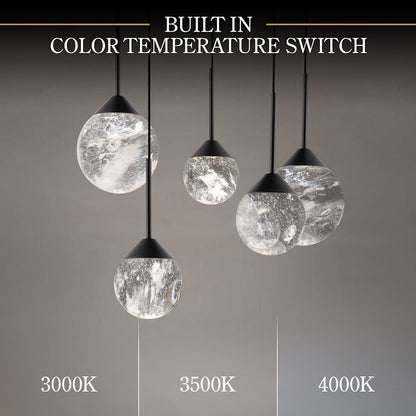 Quest 17" Wide LED Crystal Multi Light Pendant with Clear Optic Haze Crystal