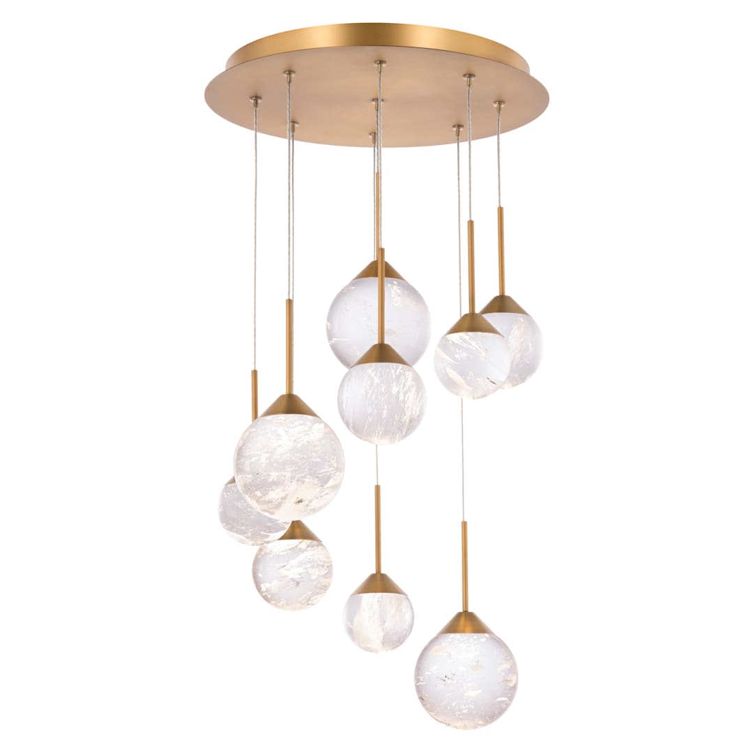 Quest 17" Wide LED Crystal Multi Light Pendant with Clear Optic Haze Crystal