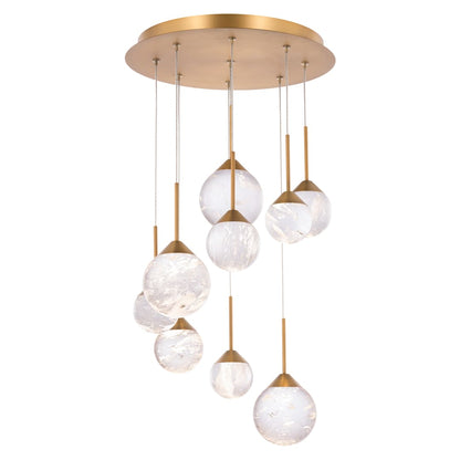 Quest 17" Wide LED Crystal Multi Light Pendant with Clear Optic Haze Crystal