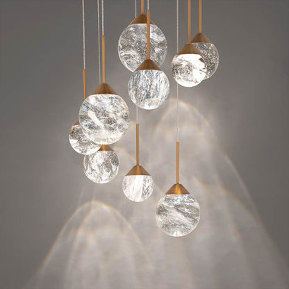 Quest 17" Wide LED Crystal Multi Light Pendant with Clear Optic Haze Crystal