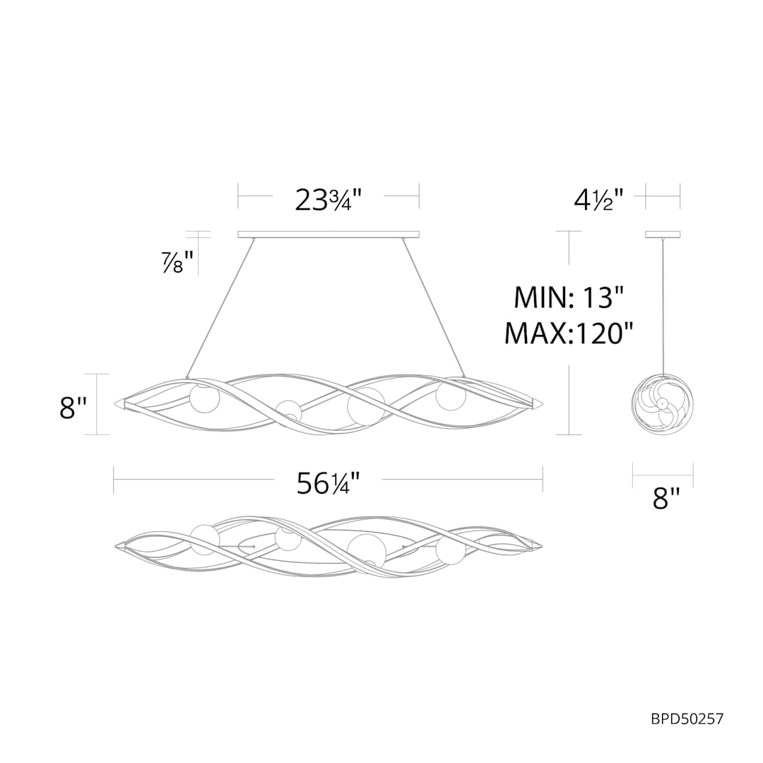 Slipstream 57" Wide LED Crystal Linear Pendant