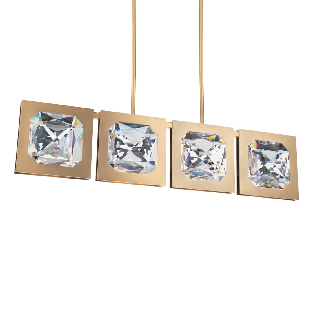 Enchante 4" Wide LED Crystal Linear Pendant with Clear Optic Haze Crystal