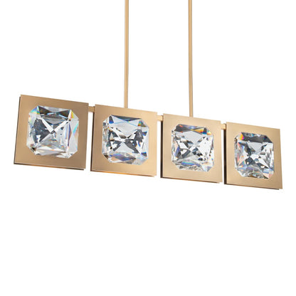 Enchante 4" Wide LED Crystal Linear Pendant with Clear Optic Haze Crystal