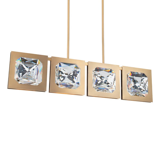 Enchante 4" Wide LED Crystal Linear Pendant with Clear Optic Haze Crystal