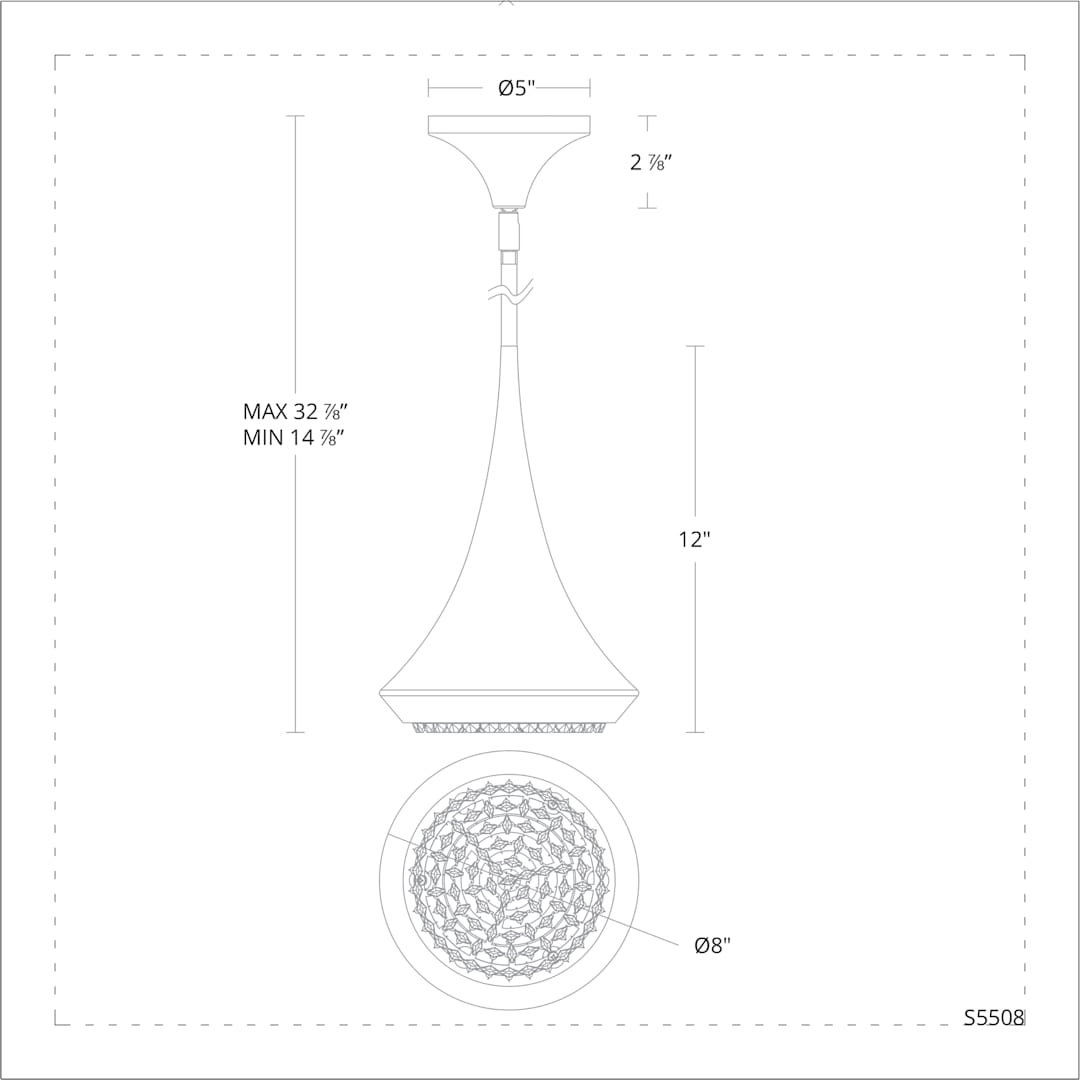 Verita 8" Wide LED Crystal Mini Pendant