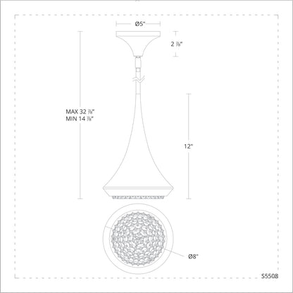 Verita 8" Wide LED Crystal Mini Pendant