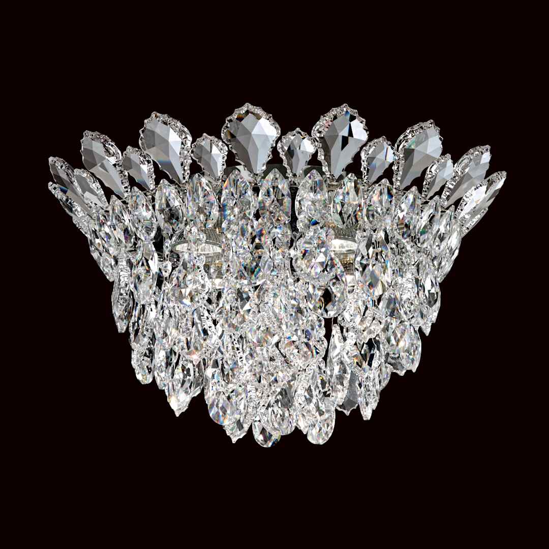 Trilliane Strands 4 Light 10-1/2" Tall Flush Mount Ceiling Fixture with Heritage Crystals