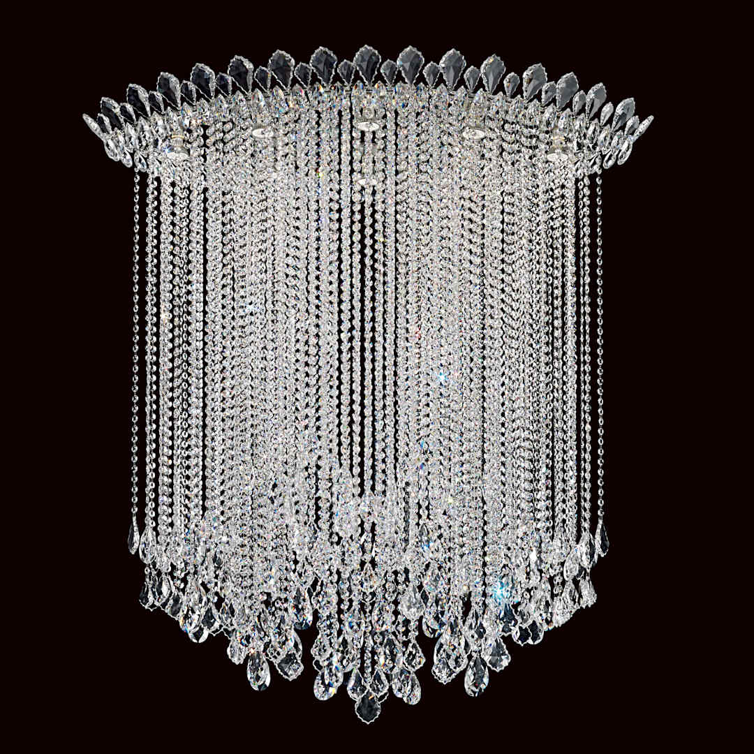 Trilliane Strands 8 Light 48-1/2" Tall Flush Mount Ceiling Fixture with Heritage Crystals