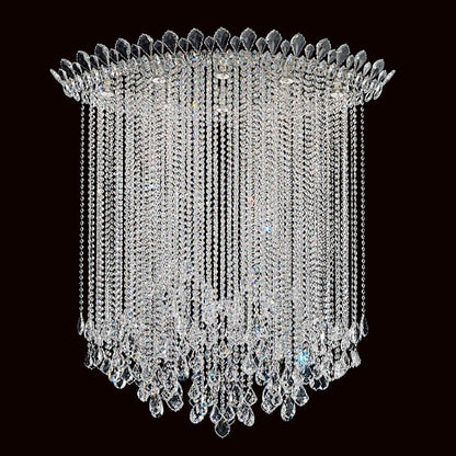 Trilliane Strands 8 Light 48-1/2" Tall Flush Mount Ceiling Fixture with Heritage Crystals