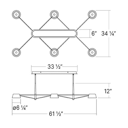 Ray 68" Wide LED Linear Chandelier