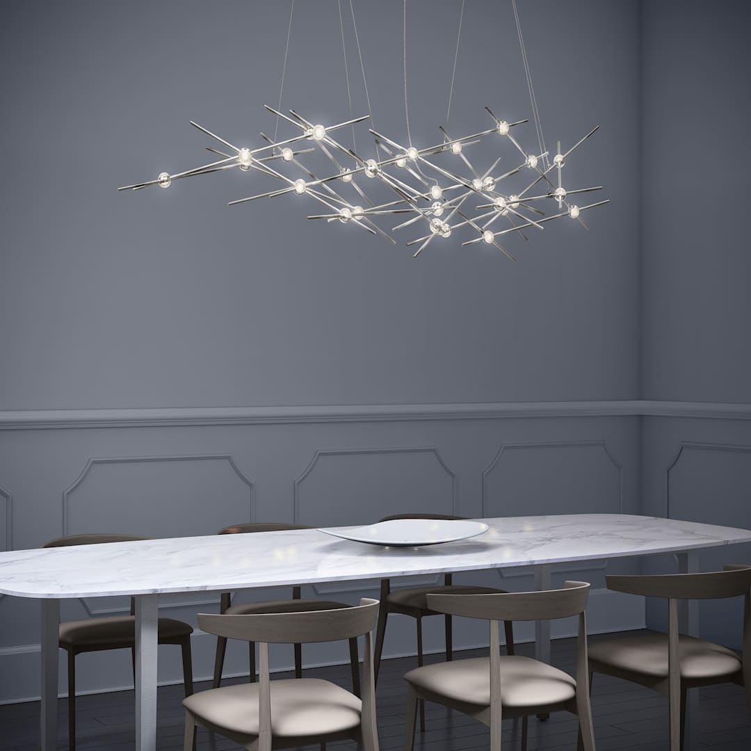 Constellation Ursa Minor 25 Light 55" Wide LED Abstract Chandelier with White Acrylic Shades