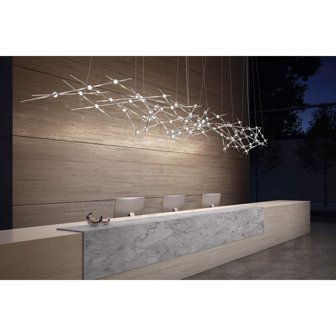 Constellation Ursa Minor 25 Light 55" Wide LED Abstract Chandelier with White Acrylic Shades